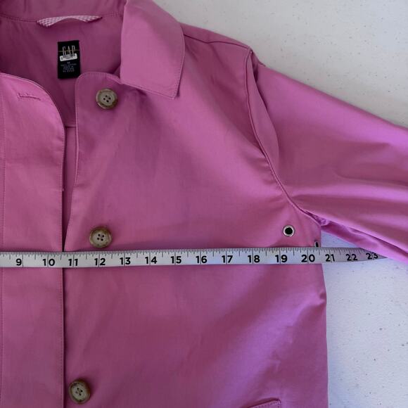 Vintage Y2K Gap Pink Rain Button Up Trench Coat Women's Medium 2000s Preppy - Picture 12 of 15